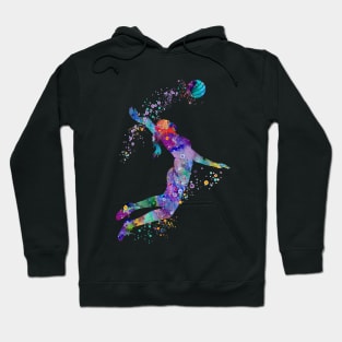 Volleyball Girl Watercolor Painting Art Print Sports Gifts Hoodie